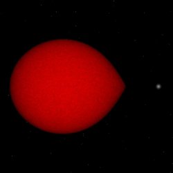 A red giant is on the verge of filling its Roche lobe